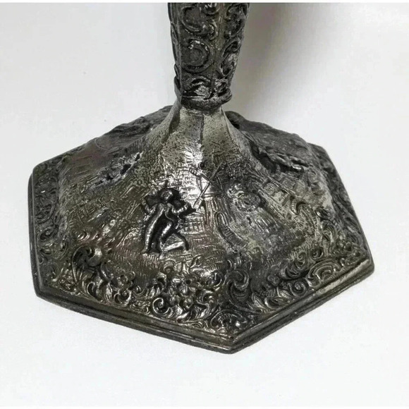 Antique Fine Dutch Silver Finish Vase JSW Repousse Windmills Sailboats Tapered - Picture 3 of 9